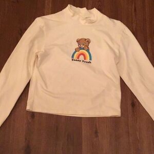Teddy Fresh mock neck crop top long sleeve